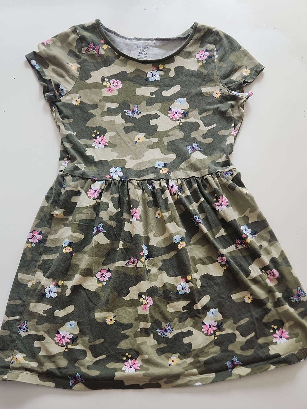 Carter's Kids Green Floral Camo Dress 10 12